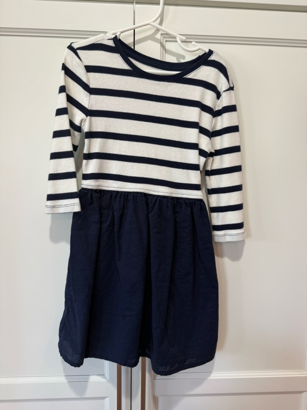 GAP Navy and White Striped Long-Sleeve Dress